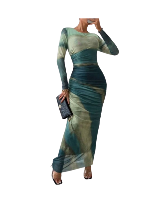 Floerns Women's Tie Dye Long Sleeve Dress