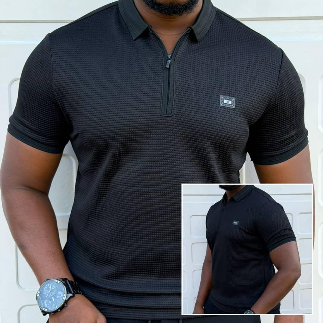 Karl Lagerfeld Men's Tshirt Performance Quarter Zip Polo