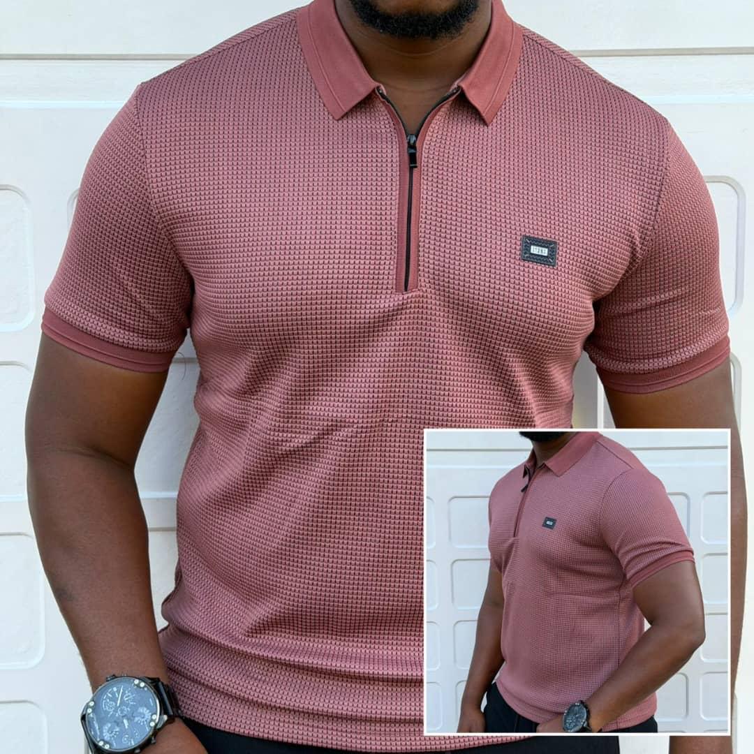 Karl Lagerfeld Men's Tshirt Performance Quarter Zip Polo