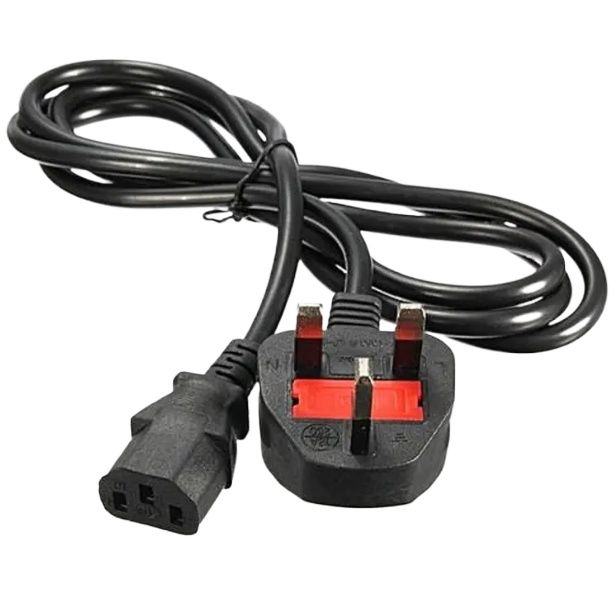 Power Cable Cord 2 Meter Replacement Power Cable IEC Computer Mains Power Cable Cord India Plug 3 pin Power Supply Cable for Desktop PC, Monitor, TV, SMPS, Induction, and Printer - Black