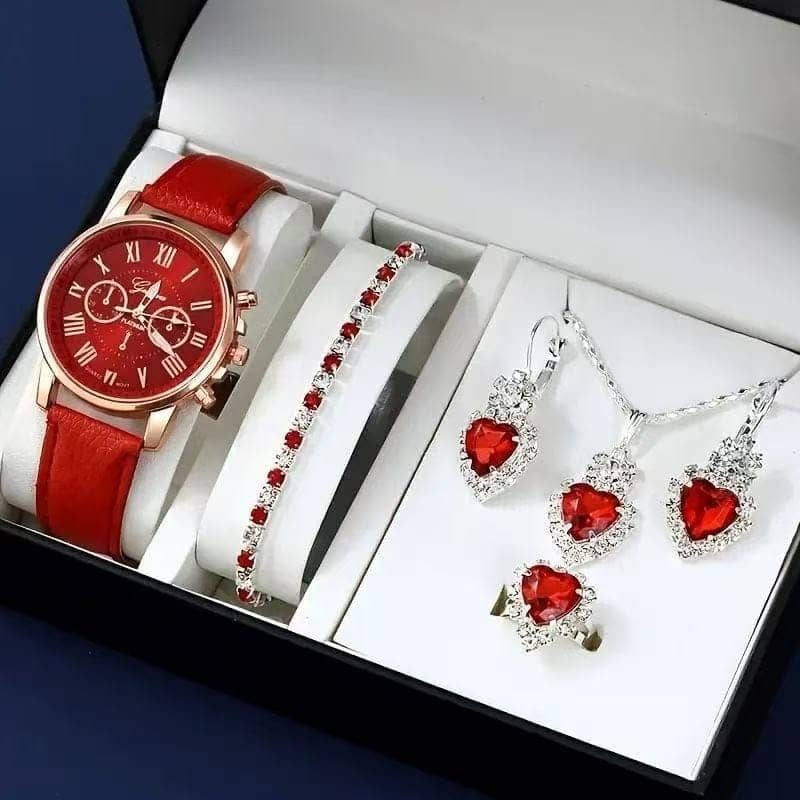 Ladies 6Pcs Luxury Jewelry Watch set