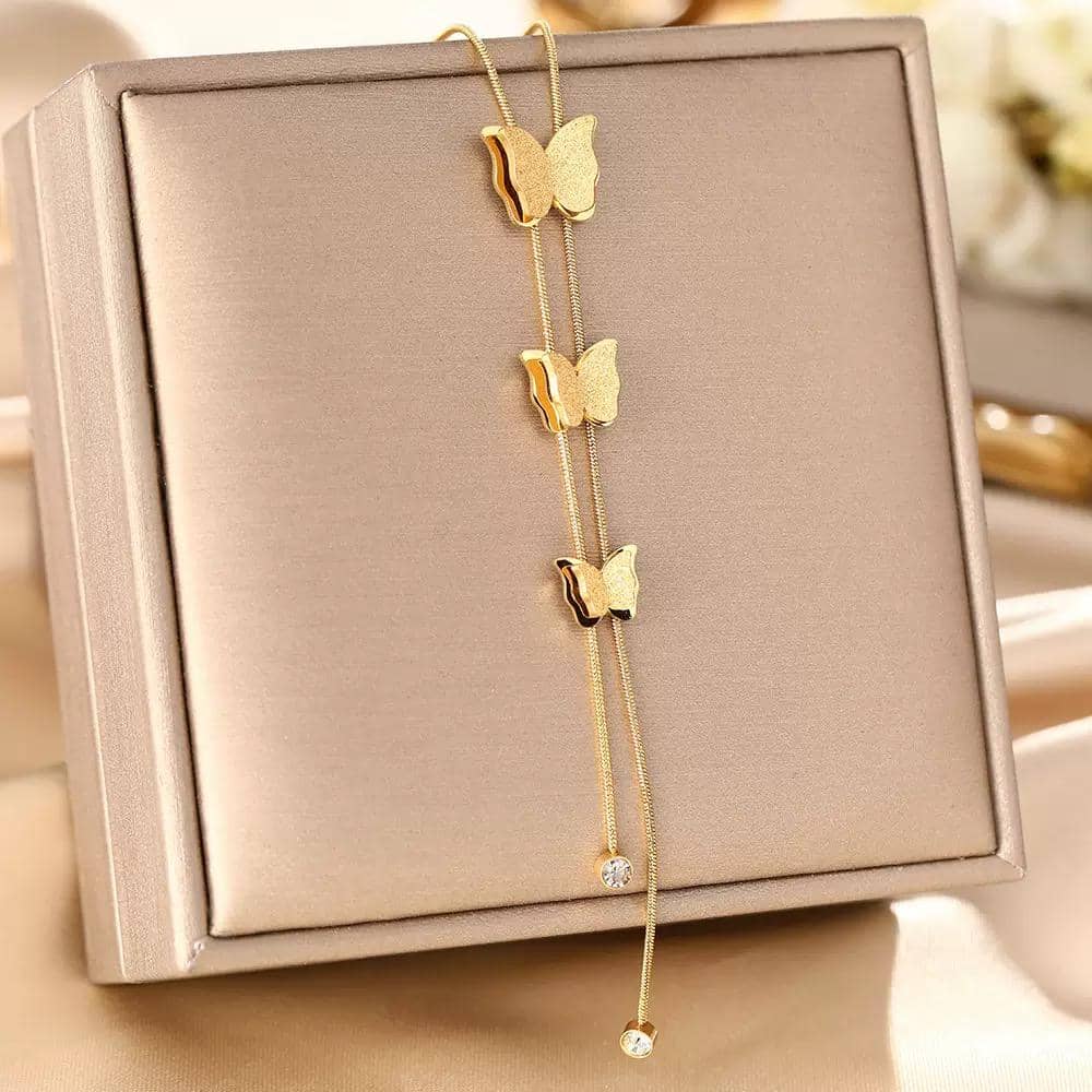Ladies Butterfly Pendant Long Chain Necklace